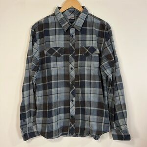 Vans Men's Plaid Shirt - Blue White and Brown size M flannel off the wall